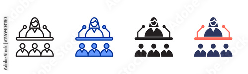 Press Conference  icon sheet multiple style collection