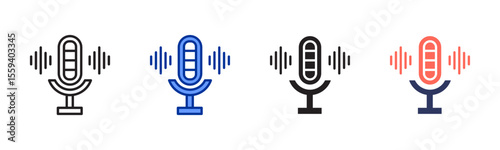 Microphone icon sheet multiple style collection