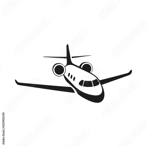 Private aircraft logo, jet silhouette vector icon, luxury plane design, aviation symbol, business jet logo, flying airplane silhouette, exclusive aircraft icon