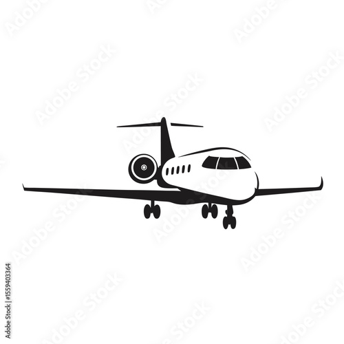 Private plane symbol, jet aircraft silhouette vector icon, luxury aviation logo, business jet design, airplane silhouette, fast aircraft icon, exclusive plane