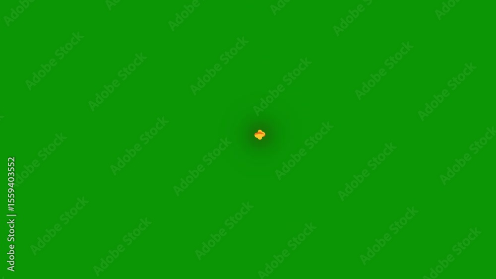 A green screen with white background and clock on it an orange circle small object in the middle bunch of yellow flowers made out candy sun bright animated chromakey background depth