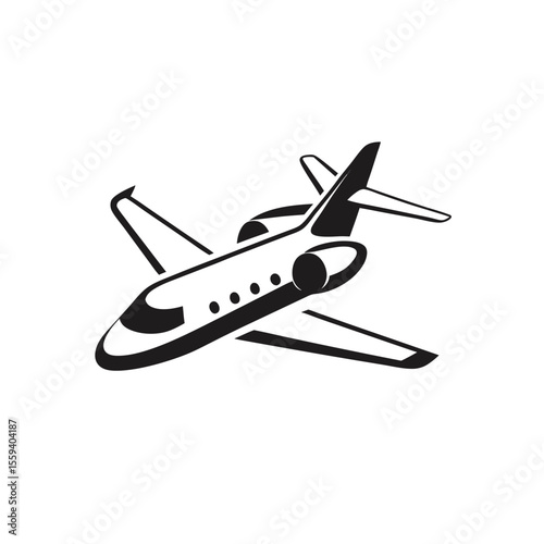 Business jet logo, private aircraft silhouette vector icon, aviation symbol, luxury plane design, flying jet icon, exclusive airplane logo, fast aircraft icon