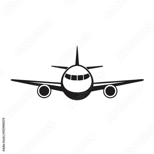front face Private jet logo, silhouette vector of airplane, luxury aircraft symbol, business plane design, aviation icon, flying jet silhouette, fast aircraft logo