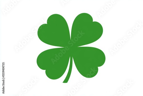 Green four-leaf clover symbol on white background for luck and prosperity