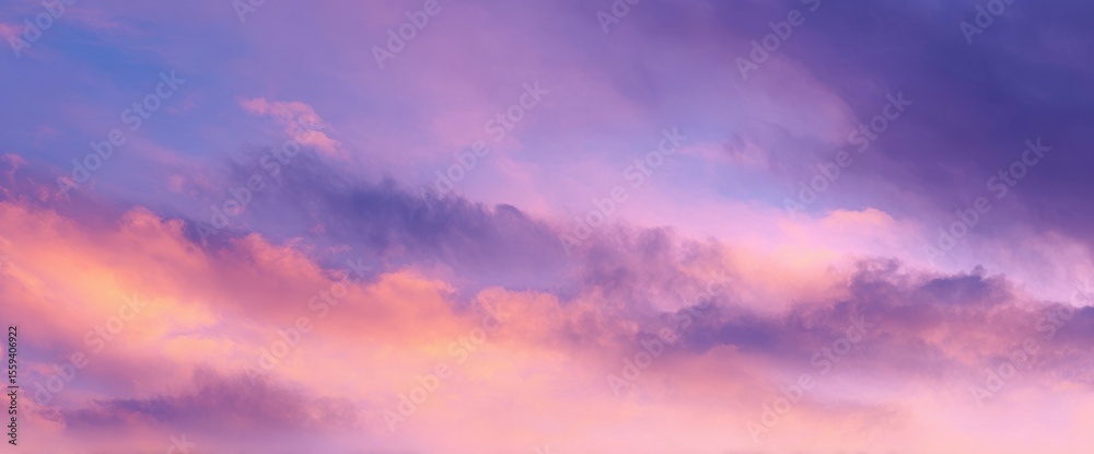 Obraz premium Atmospheric Sky With Clouds, Gradient Of Lilac To Peach, Soft Texture, Calm, Light