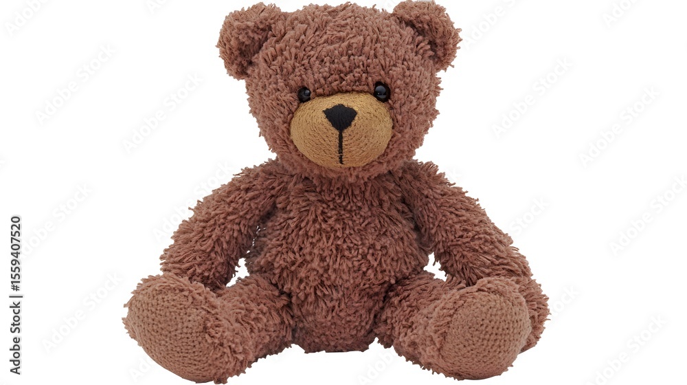 Obraz premium Adorable Brown Teddy Bear Plush Toy Sitting Isolated on White Background