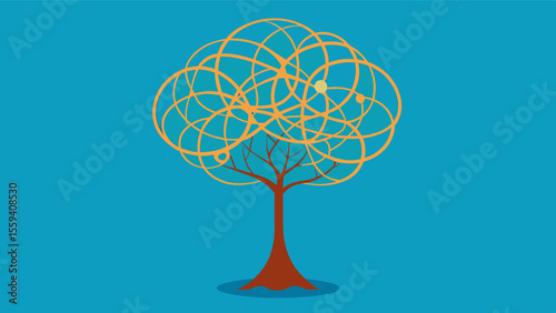 In contrast a tree with withered and tangled branches symbolizes a cluttered and stressed mind which can be improved by attending a mindfulness workshop.. Vector illustration