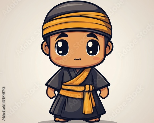 Cute cartoon character in traditional attire
