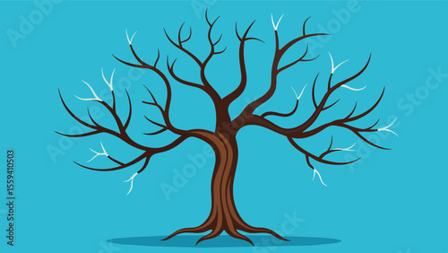 A tree with withered and dying branches representing the gradual loss of connections in the brain as cognitive decline advances.. Vector illustration