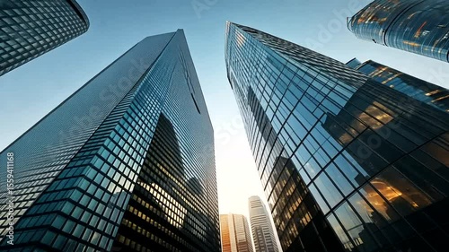 Wallpaper Mural Modern Glass Buildings Under Bright Blue Sky Torontodigital.ca