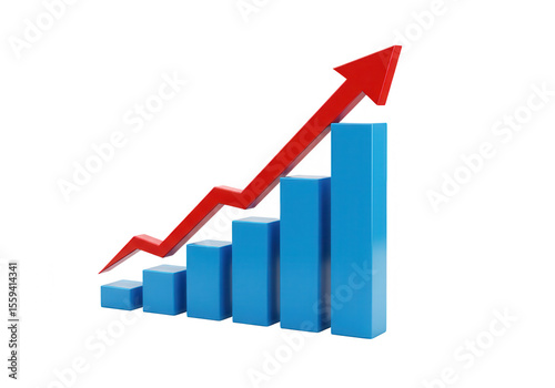 A 3d bar graph with a red arrow pointing upwards, isolated on transparent background Free Download A 3d bar graph with a red arrow pointing upwards, isolated on transparent background - GFXLoad