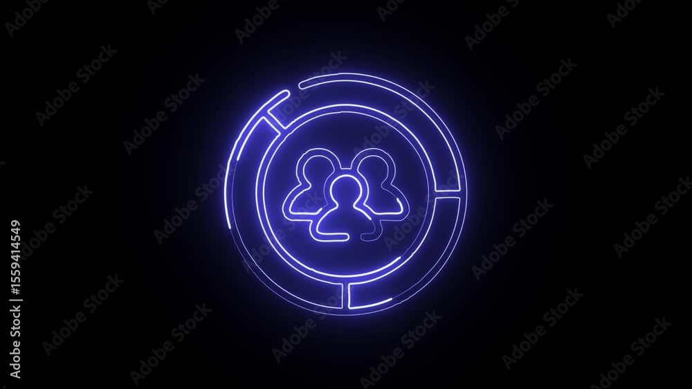glowing neon demographic icon isolated, black background, hd motion graphic animation glowing neon demographic icon isolated, black background, hd motion graphic animation