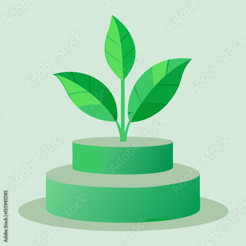 Green Tree with Leaves in a Natural Eco Style Illustration