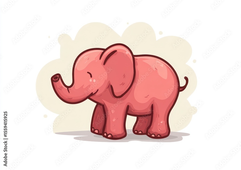 Obraz premium Playful Pink Pixel Art Baby Elephant Illustration