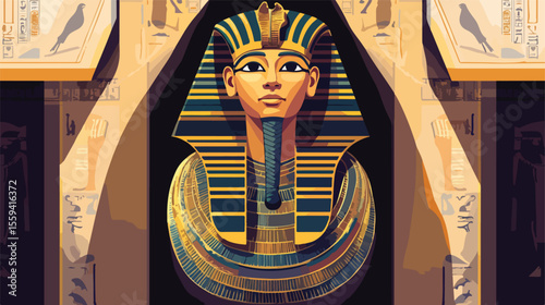 Egyptian Emperor Sarcophagus Flat Vector Illustration