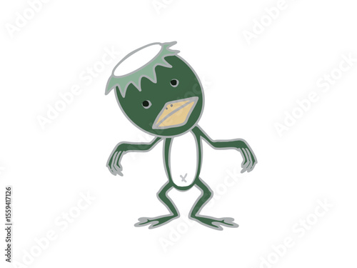 Illustration of a kappa standing with a puzzled look on its face