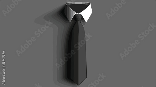 Elegant Black Necktie Flat Vector Illustration