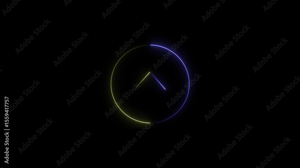 Arrow with circle icon in neon animation.
