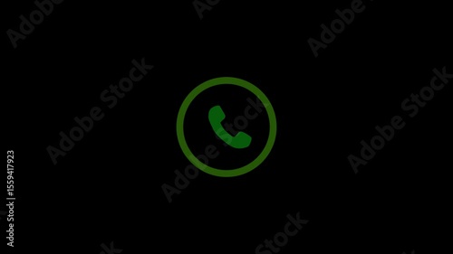 Incoming call ring icon background on black screen animation 