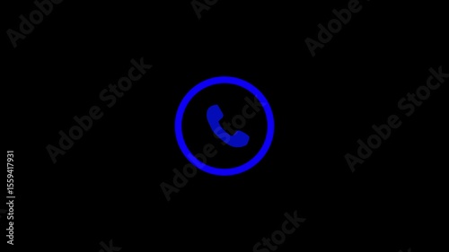 Incoming call ring icon background on black screen animation 