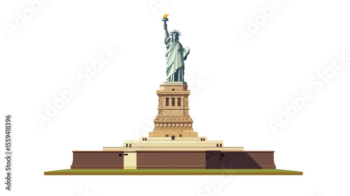 Empire State USA Monument Flat Vector Illustration