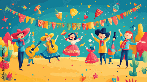 Summer Festival Set Vector Illustration Centered