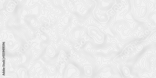Topographic contour wavey line map illustration with contour lines representing elevation on a white background surface.