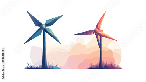 Flat Vector Wind Turbine Icon Illustration