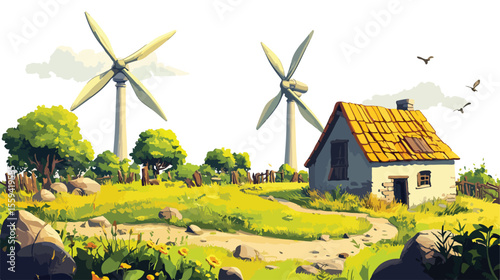 Wind Turbines Icon on White Background Vector