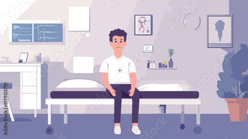 Flat Vector Illustration of Sick Man with Epilepsy