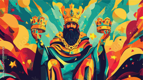 Epiphany Crown of Three Wise Men Vector Illustration