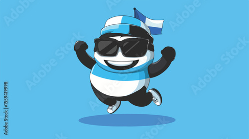 Estonia Flag Mascot Vacation Flat Vector Illustration
