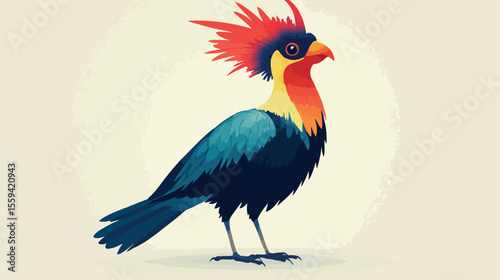 Exotic Flemish Bird Animal Icon Flat Vector Illustration