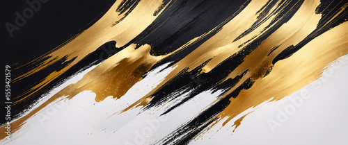 abstract black and gold pai...