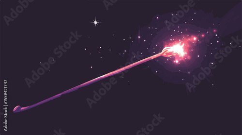 Magical Fairy Tale Magic Wand Icon Isolated on White Background