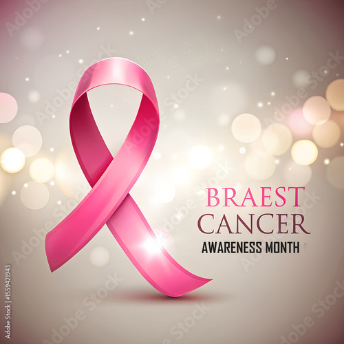 Realistic Pink awareness Symbols for Breast Cancer Awareness Month