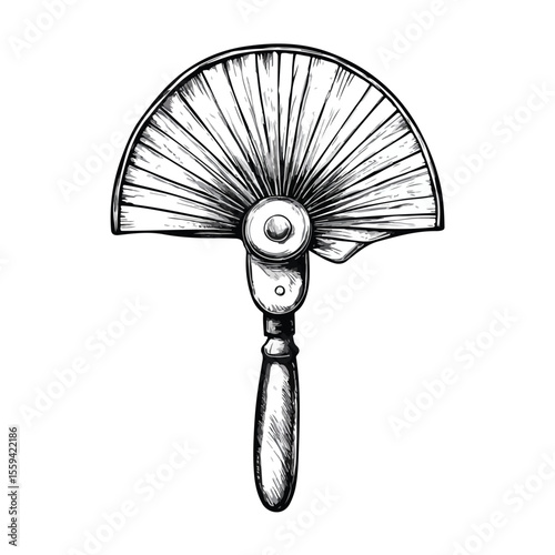 Cool Fan Cartoon Vector in Black and White