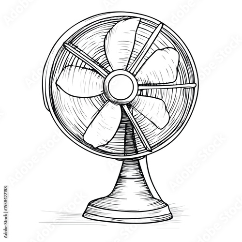 Black and White Fan Cartoon Vector Illustration