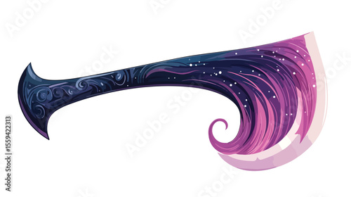 Fantasy Hatchet with Long Blade on Isolated White Background