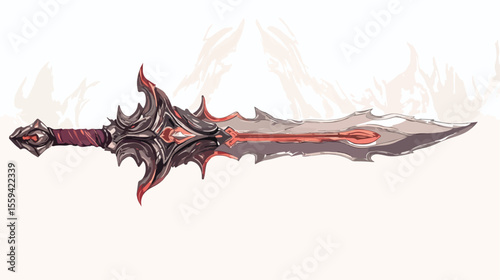 Majestic Fantasy Silver Sword with Long Blade on Isolated Background