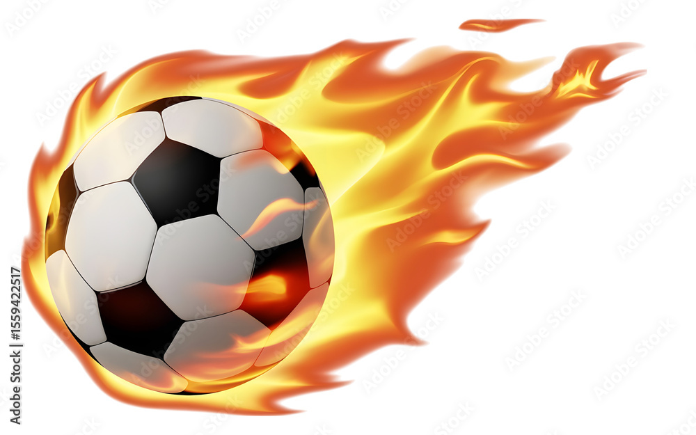 Fototapeta premium Soccer ball with fire isolated on transparent background