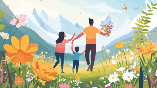 Father's Day Frame Flat Vector Illustration