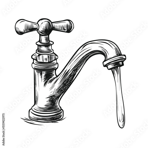 Colorful Cartoon Vector Illustration of a Water Faucet