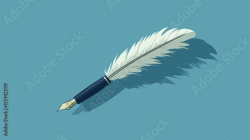 Feather Pen Writing Tool Flat Vector Illustration