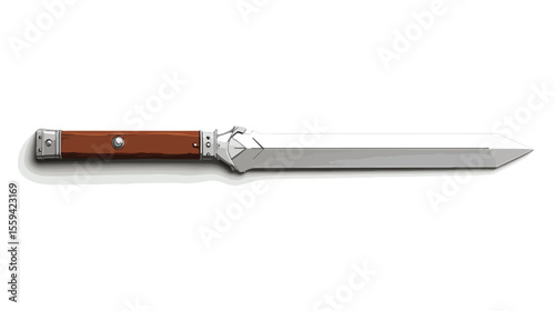 Sharp Metal Battle Sword on Wood Background