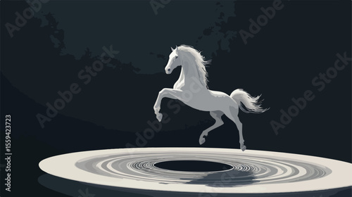 Whimsical Floating Ring Unicorn Flat Vector Illustration