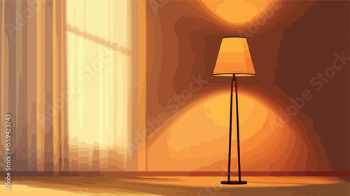 Modern Flat Vector Illustration of a Stylish Floor Lamp Home Item