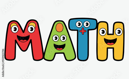 Cute math letters learning education mathematics studying numbers for kids design