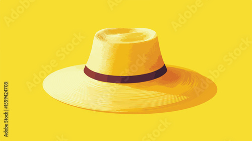 Female Sun Hat Accessory Flat Vector Illustration