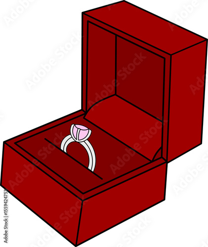 Engagement Ring in Red Jewelry Box